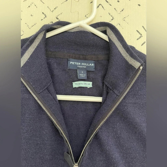🌸Sale Peter Millar half zip merino wool and silk sweater L - Picture 5 of 5